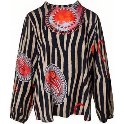 Mucho Gusto Blouse San Severo Blue Red Maat: XS | Blouses Outlet | Dames | Blauw