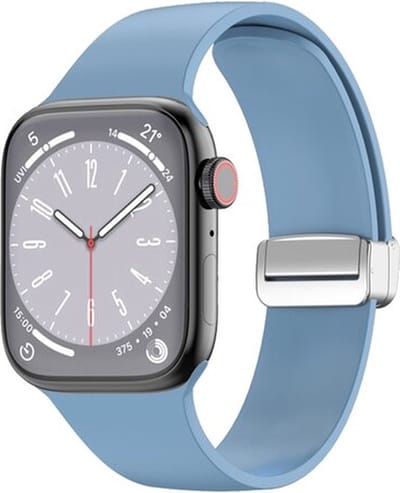 By Qubix - Geschikt voor Apple Watch bandje - Siliconen bandje - Folding Buckle - Blauw - Geschikt voor Apple Watch 44mm / 45mm / 46mm / 49mm (Ultra 1,2 en 3) - siliconen sport bandje - smartwatchbandje