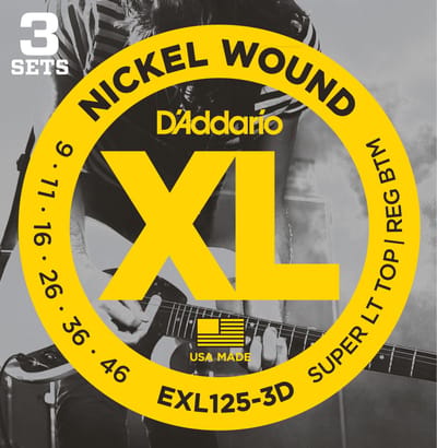 D'Addario EXL125-3D Nickel Wound Snaren voor Elektrische Gitaar (9-46) 3-Pack