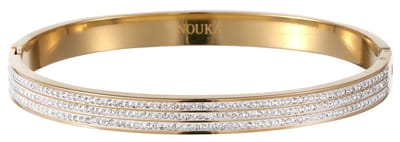 Nouka Dames Armband – Goud Gekleurde Bangle met Strass Steentjes - Stainless Steel – Cadeau voor Vrouwen