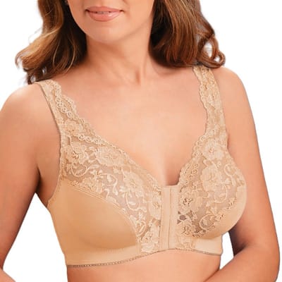 Comfortabele Push Up BH - Maat XL - BH met voorsluiting - BH zonder Beugel - Comfort BH - Onzichtbare BH - Ondersteunende BH - Beige - LOUZIR