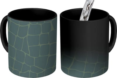 Magische Mok - Foto op Warmte Mokken - Koffiemok - Krokodil - Reptielen - Patronen - Grijs - Magic Mok - Beker - 350 ML - Theemok