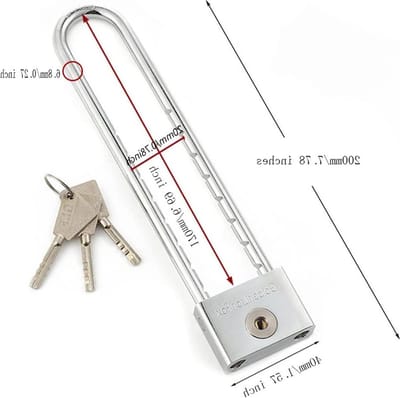 Lange beugel hangslot - sleutelslot deurslot - kastslot met lange balk - 200mm
