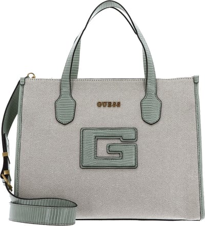 GUESS Handtas Schoudertas G Status Compartment Tote Natural / Sage Beige