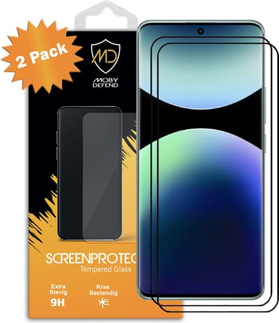 2-Pack MobyDefend Screenprotectors - Geschikt voor Xiaomi Redmi Note 14 Pro 5G - Screensavers Met Zwarte Randen - Gehard Glas