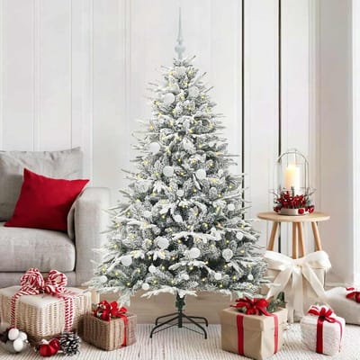 vidaXL - Kunstmatige - Voorverlichte - Kerstboom - met - Ballenset - Groen - 150 - cm