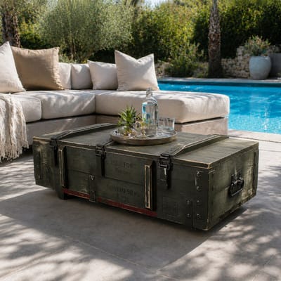 Munitiekist Triple XXL - Geschuurd – Salontafel – Speelgoedkist – Opbergkist - 105x50x30cm