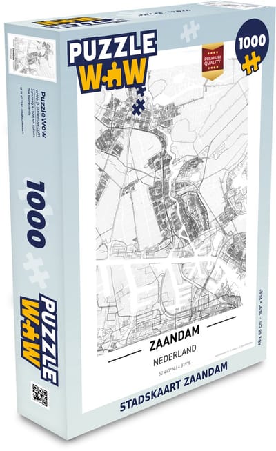 Puzzel Stadskaart Zaandam - Legpuzzel - Puzzel 1000 stukjes volwassenen - Plattegrond