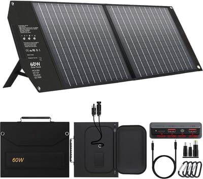 MKSS® Zonnepanelen Compleet Pakket - Zonnepaneel met Stekker - Plat Dak - 60W - Zwart