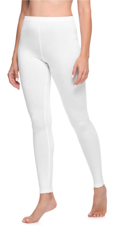 Ladeheid LA-LA40-133-LE Dames Leggings - Sport - Vrijetijdsbroek - Lang - Katoen - Sporbroek - Yogabroek - Wit - XS