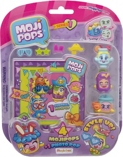 MEGABLEU - 800814 - Blisterverpakking van 4 MOJIPOPS met accessoires en een Photo Pop