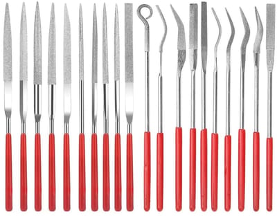 Dailygoods- Naaldvijlen set 20 stuks - Mini Diamantvijlen - Rubber greep - Hout/Metaal/Glas/Keramiek - Gereedschap voor modelbouw - Hersluitbare kunststof tas - Vijlset