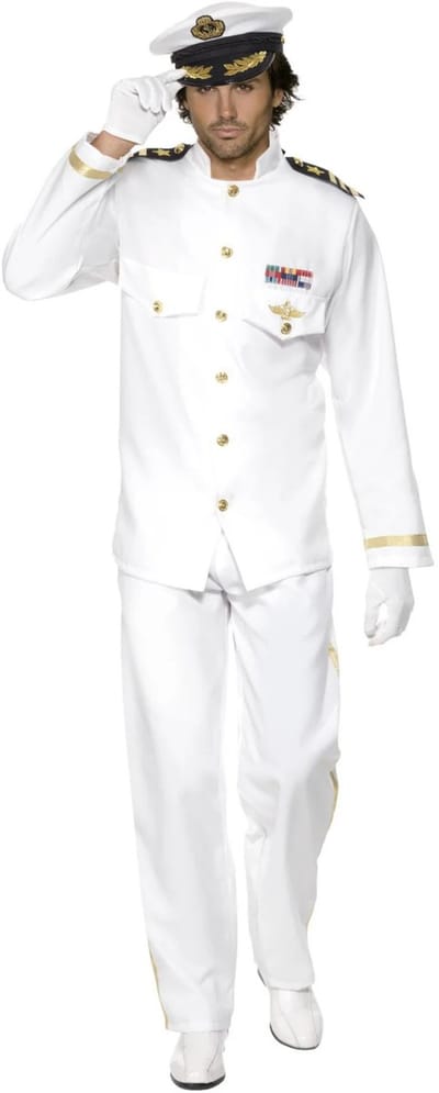 Smiffy's Luxe Kapitein kostuum - wit - heren - polyester - compleet set - carnaval - zeeman 56/58