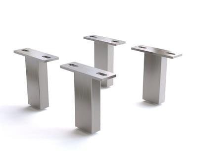Onderstel vierkant roestvrij staal geborsteld 12,5 cm voor alle soorten meubels (set van 4)