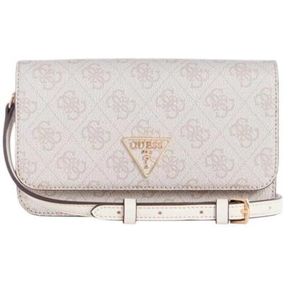 GUESS schoudertas Noelle II Xbody Flap Organizer Dark Taupe Logo wit
