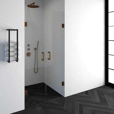 Brauer Void - Pendeldeuren - Helder Glas - 100 x 200 cm - incl. Glascoating - PVD Koper Geborsteld