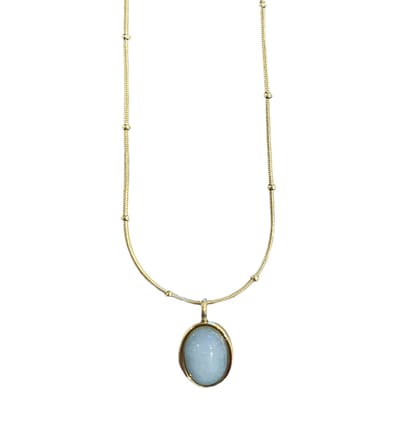 ASTRADAVI 18K Vergulde Sieraden - Hanger - Kralenketting met Natuurlijke Edelstenen Bedels - Aquamarijn - Cadeau Idee