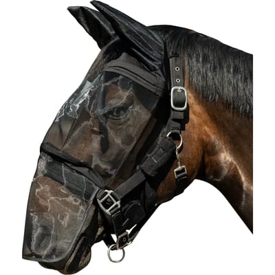 Vliegmasker voor paard met neuskap HKM Premium