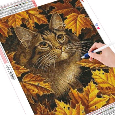 Broderie Diamant Carré Complet Art Mural Automne Kit Point de Croix Diamant Animal Décoration Maison Chat Full Square 20X30CM