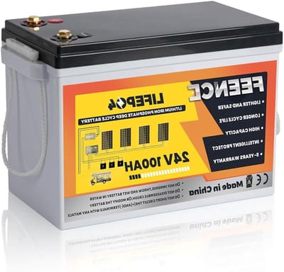 Lithium Batterij - Krachtige Energiebron - Energievoorziening Camper - Geïntegreerd Laagtemperatuur Beveiliging - 24V 100Ah - Zwart