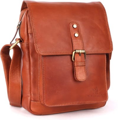 DE LAMASSU® (Lennox) unisex leren schoudertas van echt leer – schoudertas & crossbodytas – compact, vintage look – geschikt voor iPad Mini.