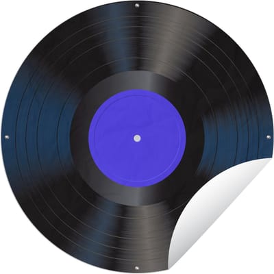 Tuincirkel Blauw - LP's vinyl - Retro - 60x60 cm - Ronde Tuinposter - Buiten
