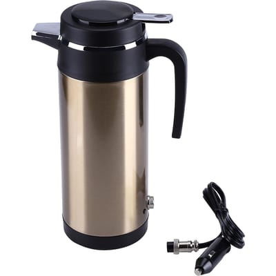 1000mL 12V Draagbare RVS Elektrische Verwarmingsbeker voor in de Auto Kookwater Ketel Reisgebruik black