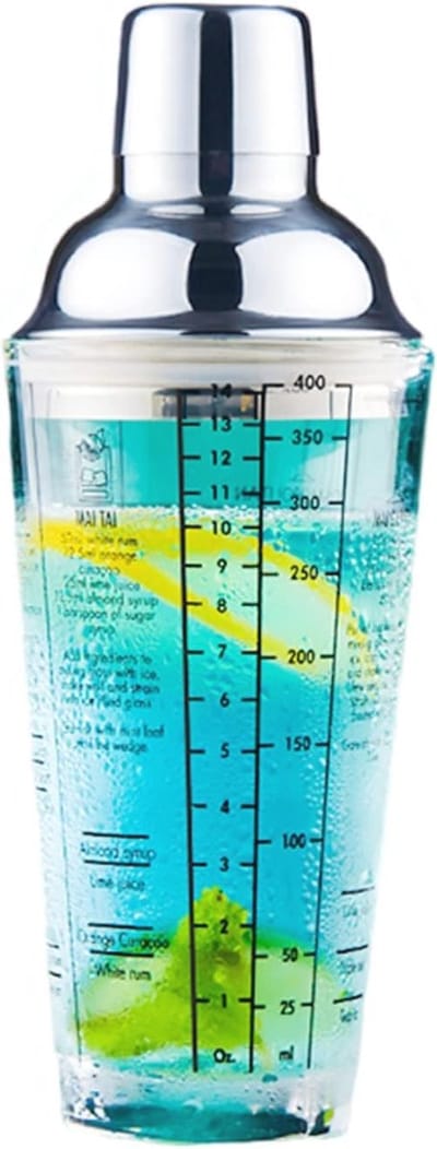 Cocktailshaker 14oz met 6 receptenkaarten voor de perfecte mix