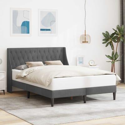 vidaXL - Bedframe - met - hoofdeinde - Donkergrijs - 140 - x - 200 - cm - Fluweel