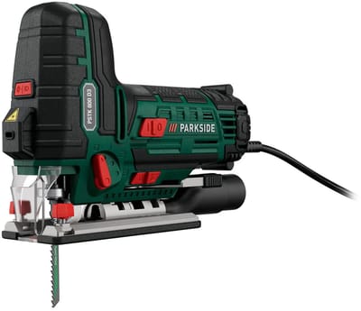 Parkside Decoupeerzaag met pendelslag - Vermogen: 800 W - Toerental: 3100 tpm - Slaglengte: 26 mm - SAW LOCK snelspanboorhouder - Met aan beide zijden instelbare snijhoeken - Lasergeleiding en LED-werklamp