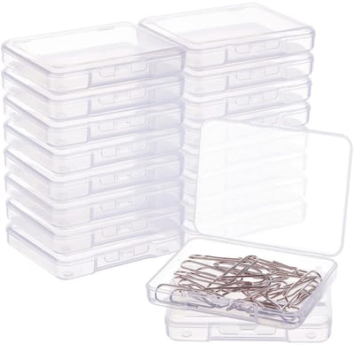 Dailygoods- Kralencontainers 18-delig - Doorzichtige Kunststof - Klapdeksels - Organiseren van Kleine Voorwerpen - Lekvrij - Compact 6,7 x 5,2 x 1,2 cm - Opbergdozen