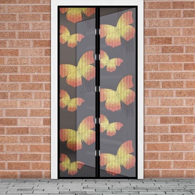 Magnetisch Vliegengordijn / Hordeur Tegen Insecten – Hor met Magneten – Vlinderpatroon – 100 x 210 cm – Zelfsluitend – Met Klittenband – Wasbaar en UV-Bestendig [11398C]