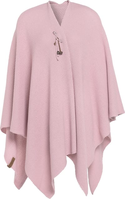 Knit Factory Jazz Gebreid Omslagvest - Dames Poncho - Wikkelvest - Gebreide roze poncho - Gebreide mantel - Winter poncho - Dames cape - One Size - Roze