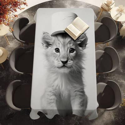 Dieren Liggend op Toiletpapier Tafelkleed Picknick Terras Restaurant Vakantiefeest Wasbaar Vlekbestendig Polyester Tafelkleed 100x140cm
