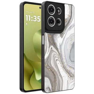 Geschikt voor Motorola Moto G86 Telefoonhoesje met marmer opdruk - TPU backcover case marble design - Zilver - Smartphonica geschikt voor Motorola Moto G86