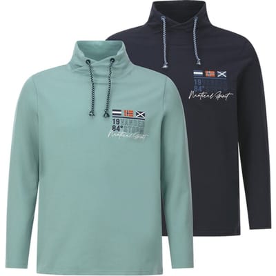 Jan Vanderstorm herren Sweatshirts, Set Van 2 - 60/62 - donkerblauw - Plus Size