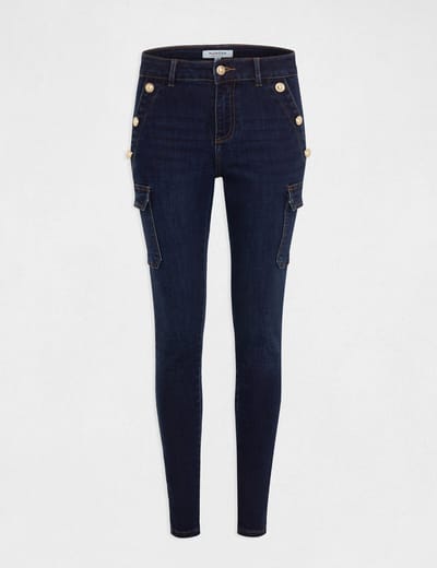 Morgan - Skinny cargo trousers with buttons raw denim 232-Pema Raw - Maat : 34