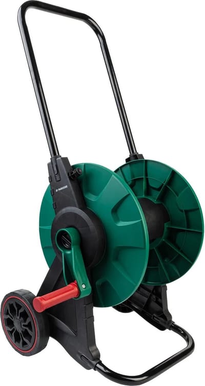 Parkside Tuinslangwagen - Slanghaspel - Slanghouder - Op wielen - Click-systeem - voor Slang tot 30m - Licht gewicht - Handslinger