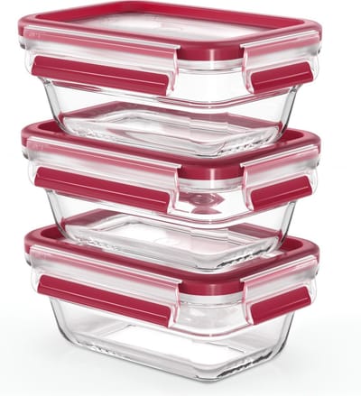 Tefal MasterSeal Glass - Vershouddozenset - 3-delig - Glas - Stapelbaar