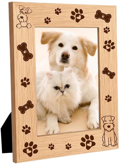 aladdien - Hond fotolijst - Houten fotolijsten - Pootafdruk ontwerp - 10 x 15 cm - Huisdier decoratie - Perfect voor thuis en als cadeau