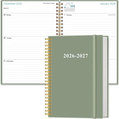 Planner 2025-2026 - Week en Maand - Afspraken Bijhouden - 18 Maanden Overzicht - Medium Formaat - Groen