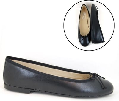Stravers - Luxe Ballerina's Schoenen Maat 42 Zacht Zwart Leer Grote Maten Flatjes