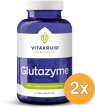 2x Vitakruid Glutazyme Spijsverteringsenzymen en L-Glutamine (180 tabletten)