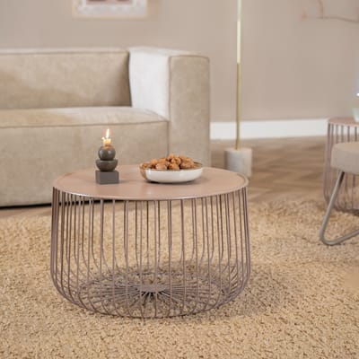 Bronx71® Salontafel Senna metaal taupe - Salontafel rond