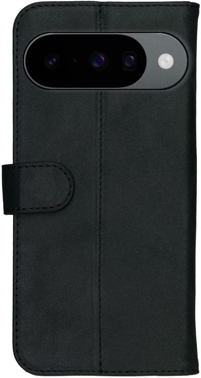 Rosso Deluxe Echt Leer Hoesje Geschikt voor Google Pixel 10 / 10 Pro | Ruimte voor drie pasjes | Portemonnee Book Case | Met Pasjeshouder | Zwart
