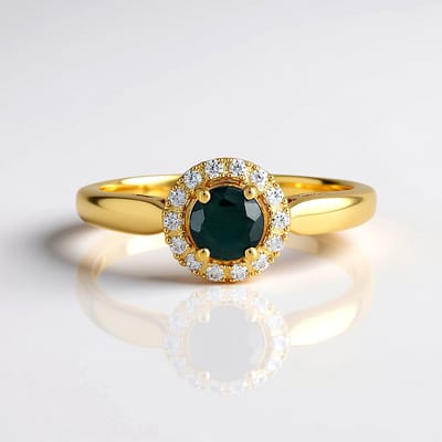 Cavill - Zilveren Vergulde Ring met 0,928ct Grandidieriet en 14 Cambodjaanse Zirkonen - 925 Sterling Zilver - Elegante Ringen Dames Blauwgroen