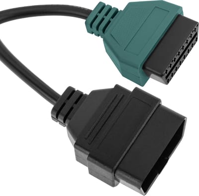 BeMatik - OBD2 groene 16-pins mannelijke diagnostische kabel compatibel met Fiat ECU-scansoftware 228 mm