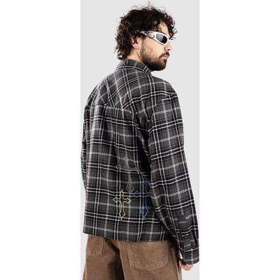 Ninth Hall Boxy Crosses And Rhinestones Shirt zwart