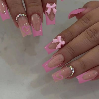 Dailygoods- Kunstnagels 24 Stuks - Franse Punt - Lange Doodskistvorm - Strik Design - Zelfklevende Plaknagels - Inclusief Nagelvijl - Nepnagels