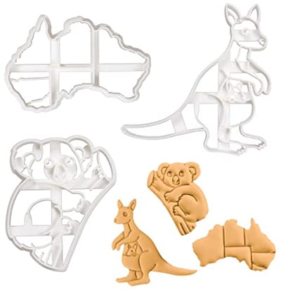 Set van 3 Thema Koekjesuitstekers voor Australië – Koala, Kangoeroe en Continent